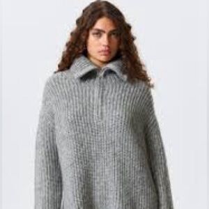 H&M 1/4-ZIP RIB-KNIT DRESS SIZE S